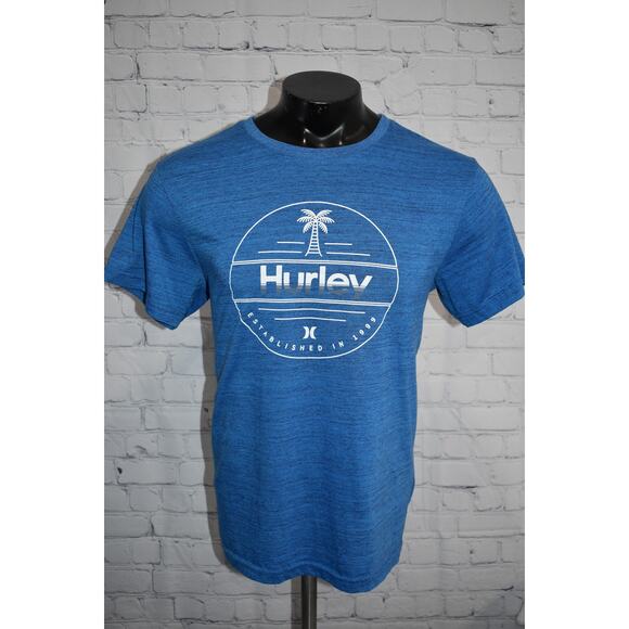 Hurley Shirt Gym Mens Size Large Polyester Tropical Hawaiian Style Palm Tree - Picture 2 of 5
